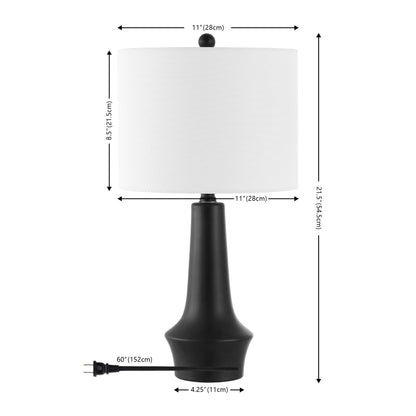 Solyn 22 In. Modern Black Ceramic Table Lamp with White 100% Cotton Shade