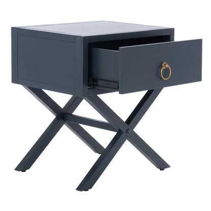 Odilia 1 Drawer Solid Retro Nightstand, Navy