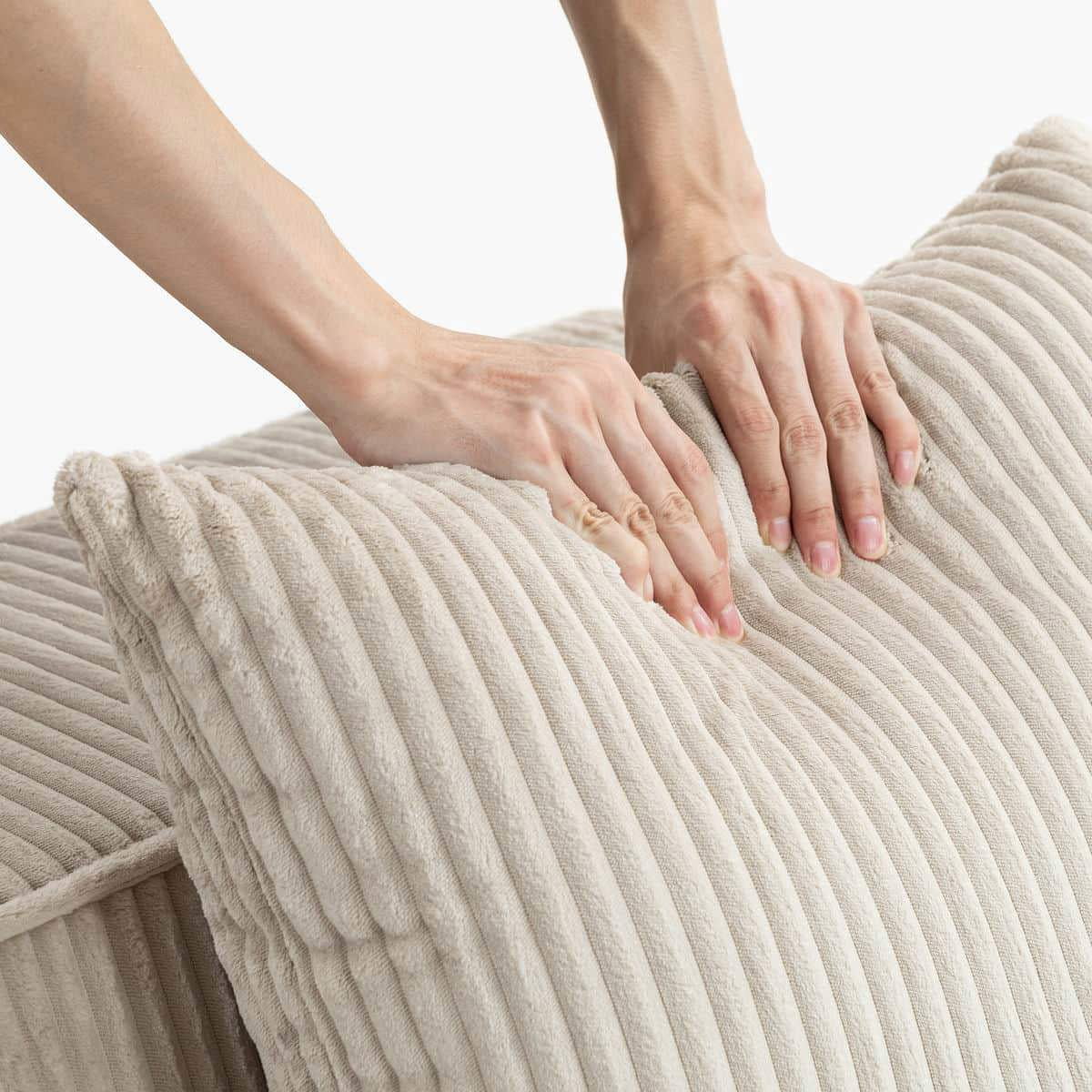 Modern Modular Corduroy Sofa – Beige No-Assembly Compression Couch