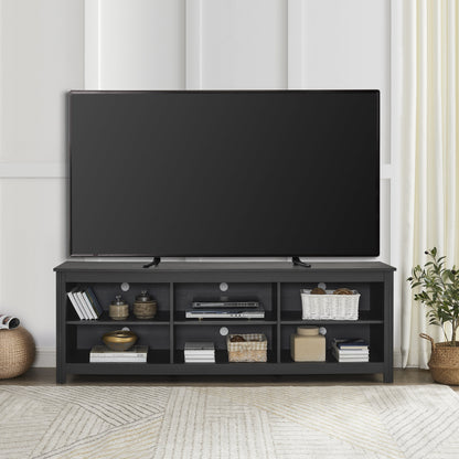Adjustable Shelf TV Stand for Tvs up to 70", Black Finish