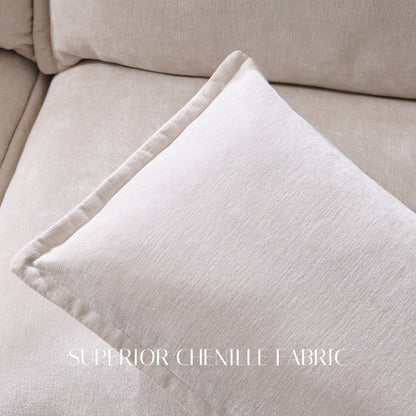 Modern U-Shaped Sectional Cloud Sofa | Chenille Fabric 4-Seat Couch with Storage & 2 Ottomans