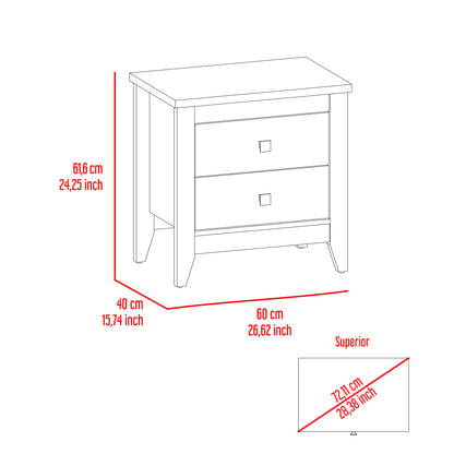 2-Drawer Nightstand White