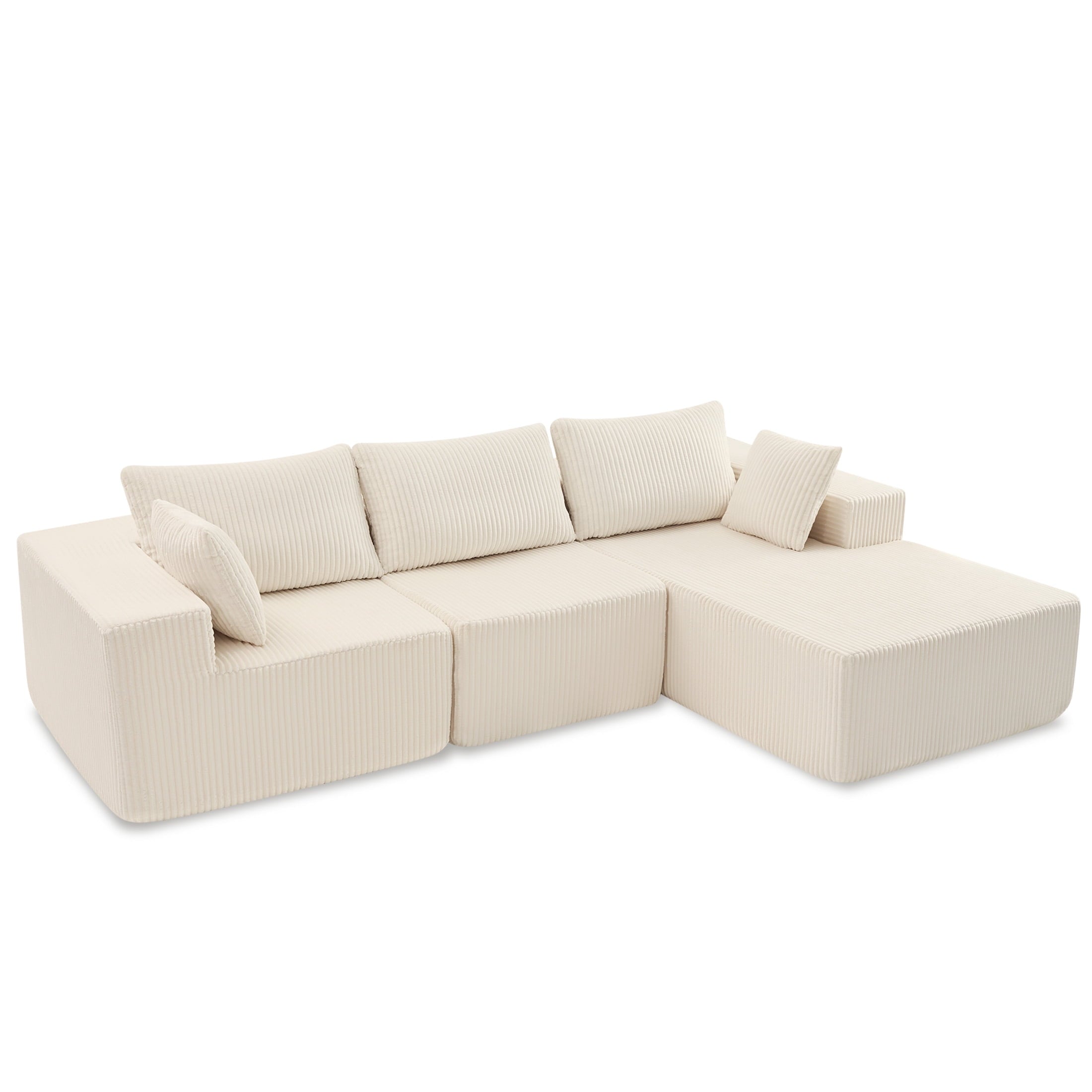 Stylish 108" Convertible Sectional Sofa - Cozy Memory Foam Comfort for 4, No Assembly Needed, Right Facing Chaise in Beige