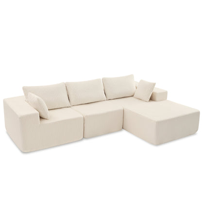 Stylish 108" Convertible Sectional Sofa - Cozy Memory Foam Comfort for 4, No Assembly Needed, Right Facing Chaise in Beige