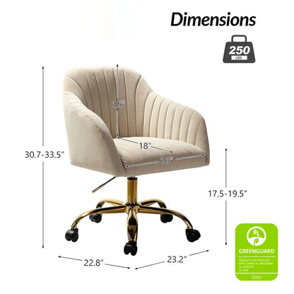 Adan Modern Velvet Task Chair with Wood Frame and Back