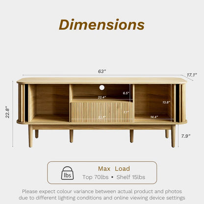 Tambour TV Stand for Tvs up to 70 Inch, TV Console with Sliding Doors