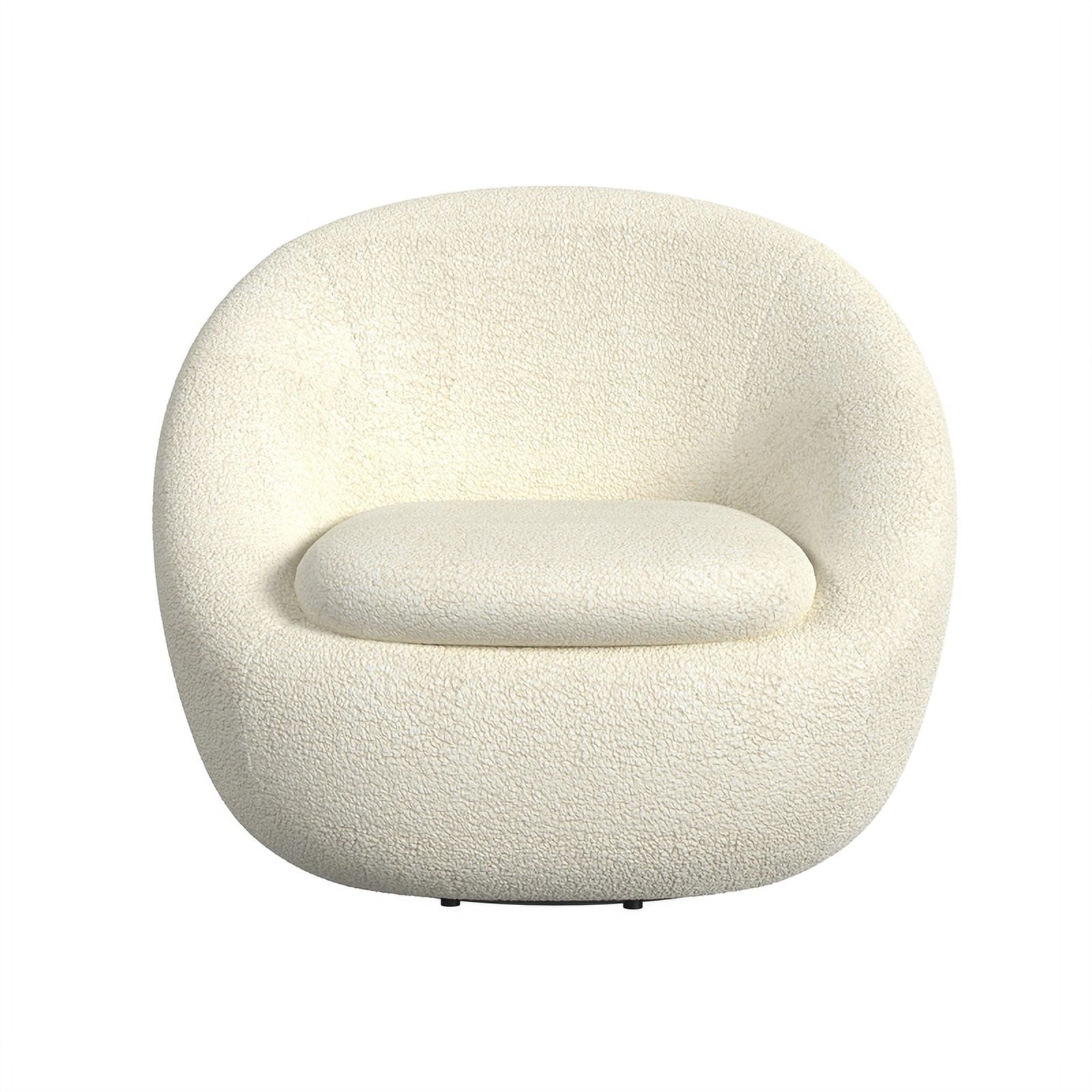 White Sherpa Swivel Barrel Chair - Round Oversized Comfy Armchair