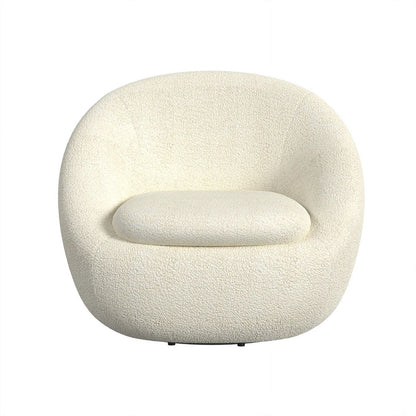 White Sherpa Swivel Barrel Chair - Round Oversized Comfy Armchair