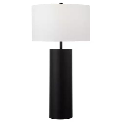 Blackened Bronze Table Lamp with Fabric Shade