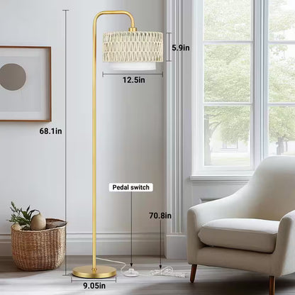 68 In. Gold Paint Boho Standing Lamp