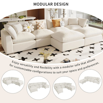 Hommeco Large U-Shape Modular Cloud Sectional Sofa with Reversible Chaise - Beige