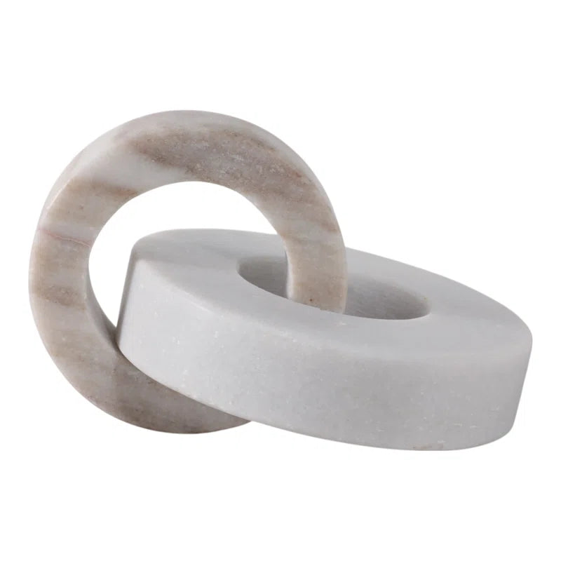 Usko Elegant Double Ring Marble Sculpture Statues for Home Decor - Decorations for Living Room Style with Figurines or Decorative Objects