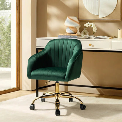 Adan Modern Velvet Task Chair with Wood Frame and Back