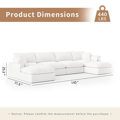 Modern White Convertible Sectional Couch | Deep Seat Modular Sofa