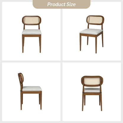 Konstantin Modern Solid Wood Dining Chair with Ratten Back (Set of 2 )