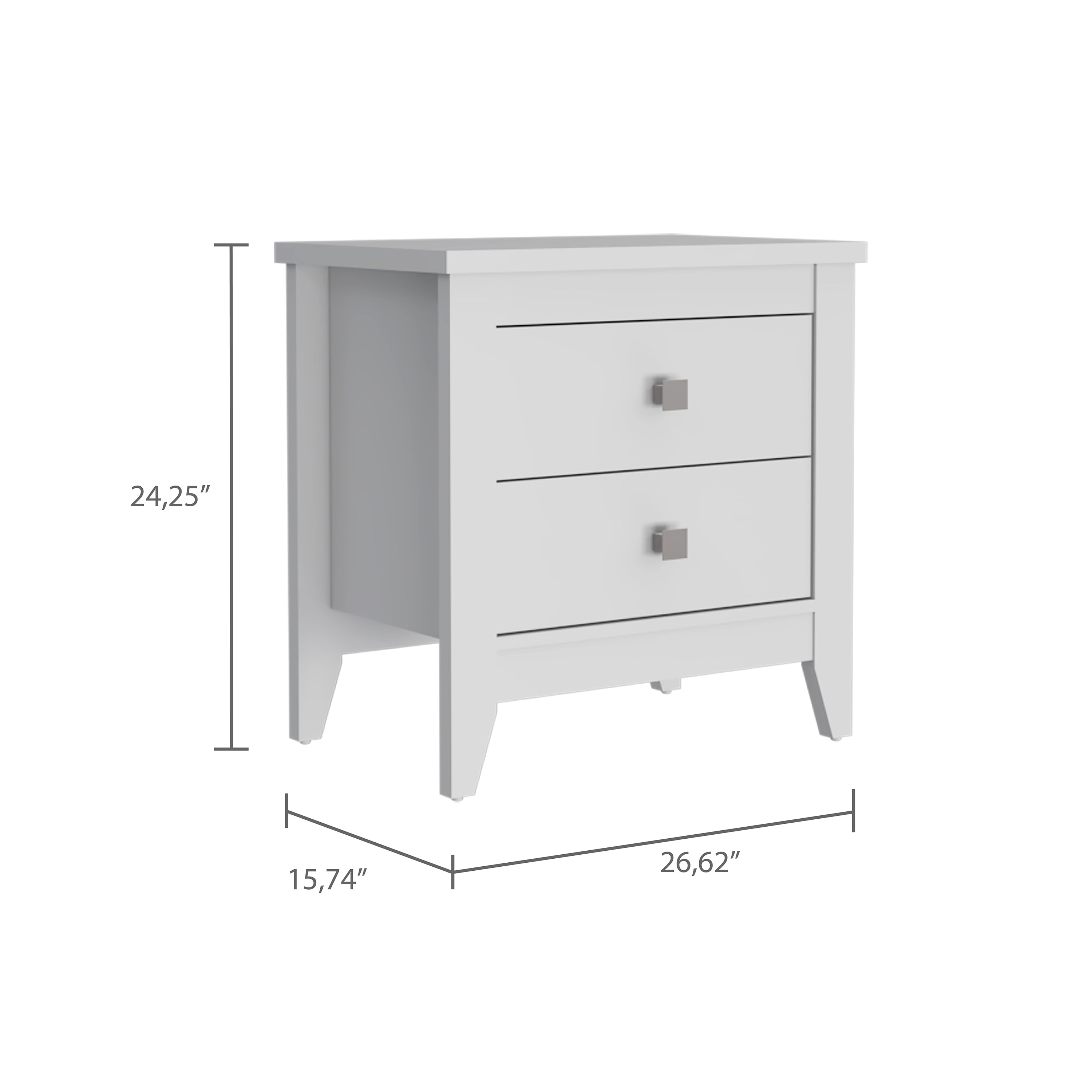2-Drawer Nightstand White