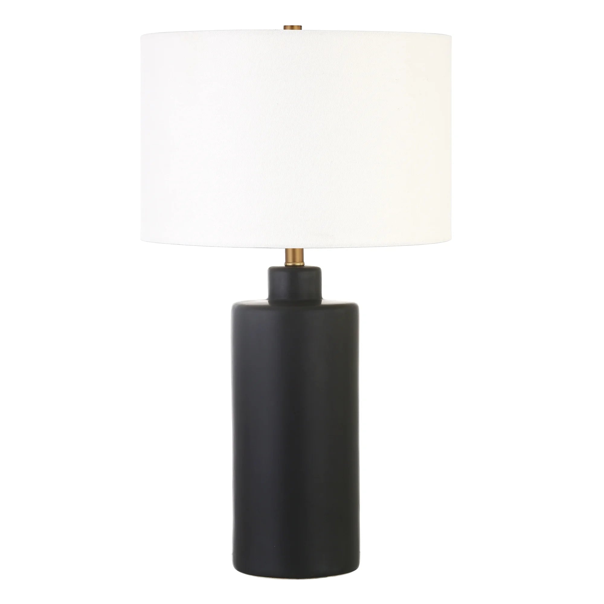 25" Contemporary Ceramic Table Lamp with White Drum Linen Shade
