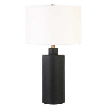 25" Contemporary Ceramic Table Lamp with White Drum Linen Shade