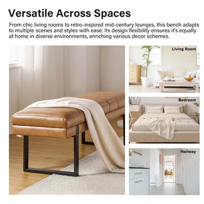 Anahli 52.5'' Wide Channel Tufted Design Vegan Leather Bench