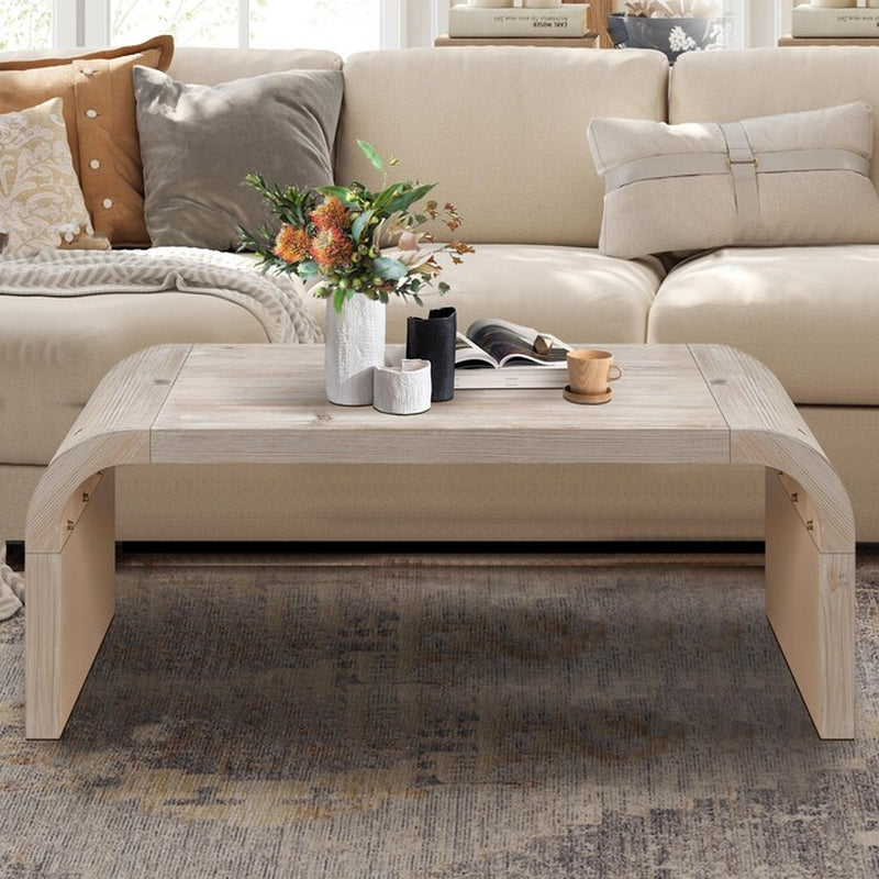 Modern Corner MDF Solid Wood and MDF 47.3-In W X 17.8-In H Coffee Table
