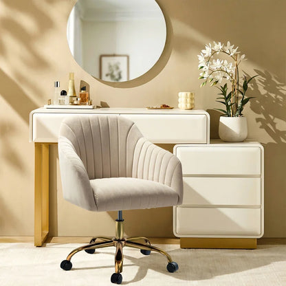 Adan Modern Velvet Task Chair with Wood Frame and Back
