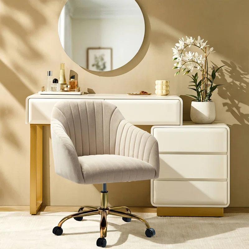 Adan Modern Velvet Task Chair with Wood Frame and Back
