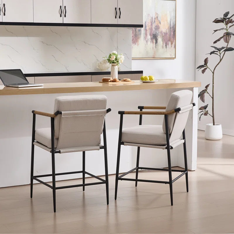 Industrial Modern 26" Counter Stool – Faux Wood & Removable Cushion