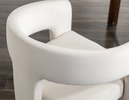 Modern Velvet Upholstered Side Armchair for Living Room, Ivory