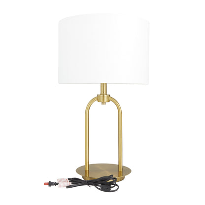 19" Arched Gold Table Lamp with White Linen Shade