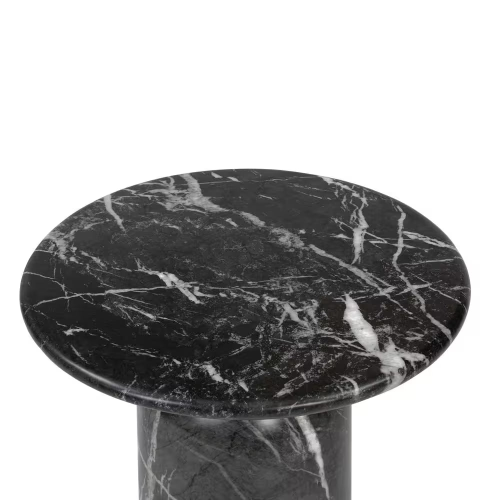 Wels 17.5 In. Black Marble End Table