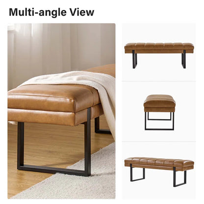 Anahli 52.5'' Wide Channel Tufted Design Vegan Leather Bench