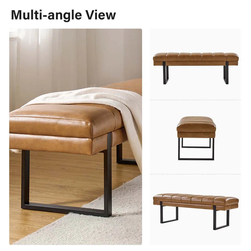 Anahli 52.5'' Wide Channel Tufted Design Vegan Leather Bench