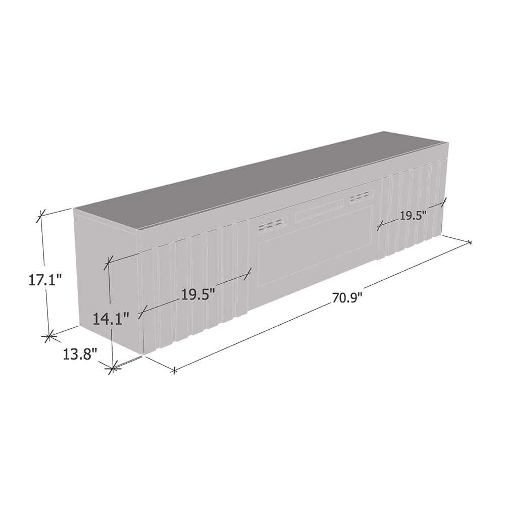 71" Floating Fireplace TV Stand – High Gloss Media Console