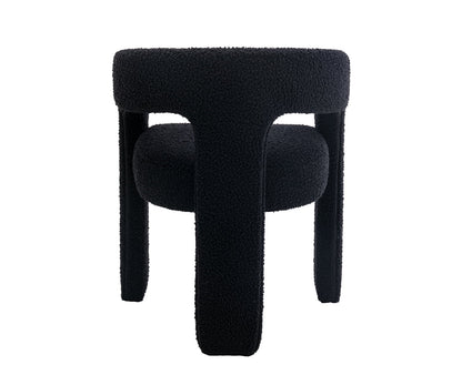 Modern Faux Fur Upholstered Armrests and Back for Living Room Chair, Black