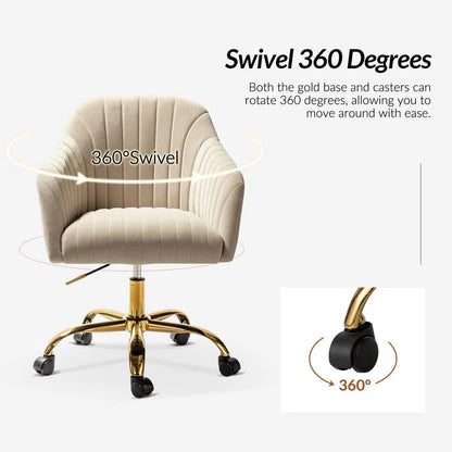 Adan Modern Velvet Task Chair with Wood Frame and Back