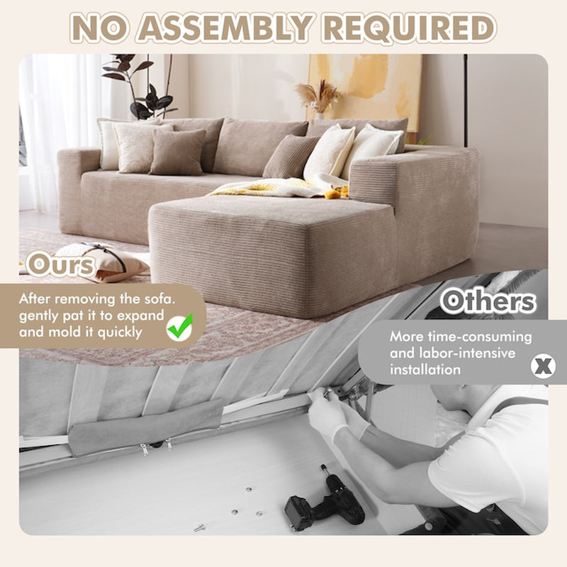 Modern Beige Striped Sectional 103.55-In W 