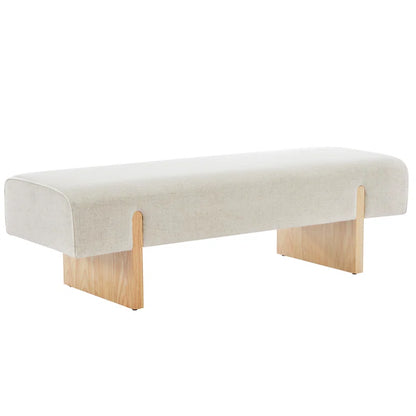 Chamille 55" W Upholstered Accent Bench with Solid Wood Leg
