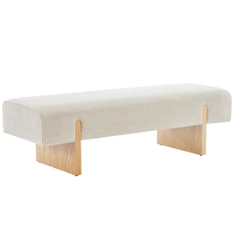 Chamille 55" W Upholstered Accent Bench with Solid Wood Leg