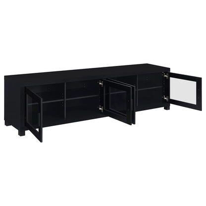 Media Console with Framed Glass Panels Black