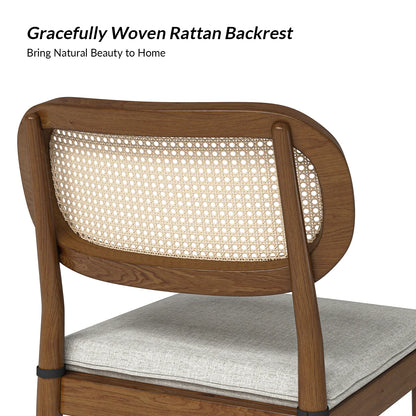 Konstantin Modern Solid Wood Dining Chair with Ratten Back (Set of 2 )