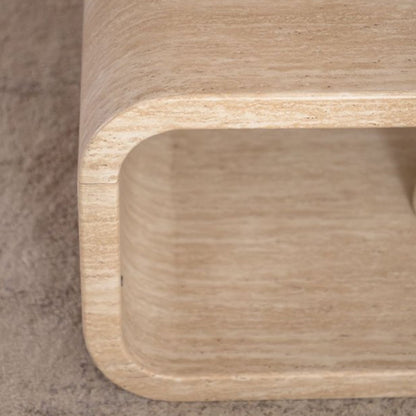 Elegant Curved Light Wood Coffee Table with Open Storage for Contemporary Living Rooms