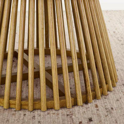Brown plus Yellow Wood round Outdoor Side Table 1-Piece