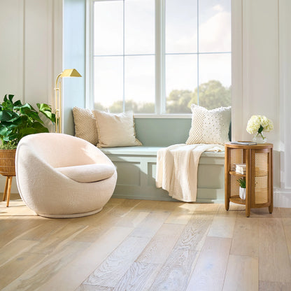 Mira Swivel Accent Chair, Cream Shearling