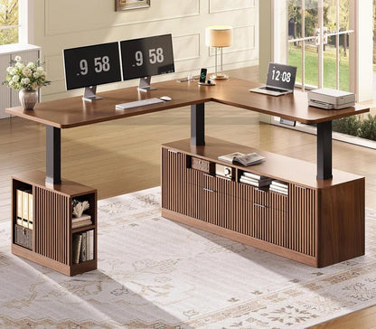 L Shaped Electric Standing Desk, 69" X 55"Height Adjustable Office Executive Desk