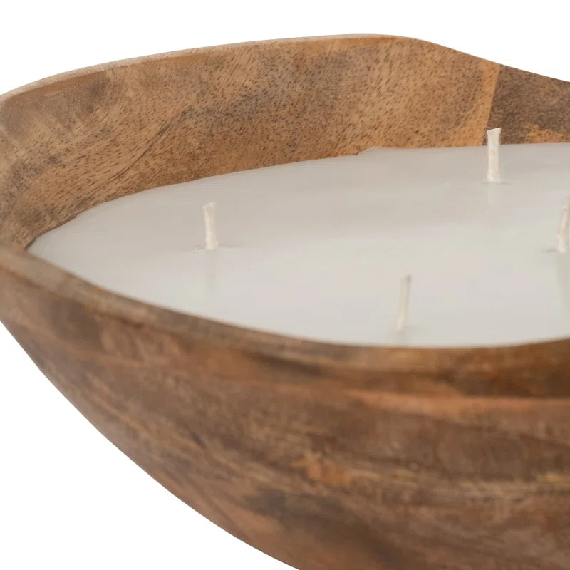 Jeimi Vanilla Wood Bowl Candle, Natural, Wood