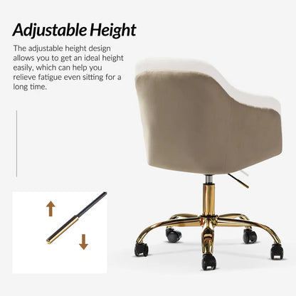 Adan Modern Velvet Task Chair with Wood Frame and Back