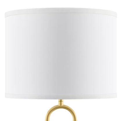 Streamside 20 In. Brushed Gold Standard 1-Light Table Lamp with White Fabric Drum Shade
