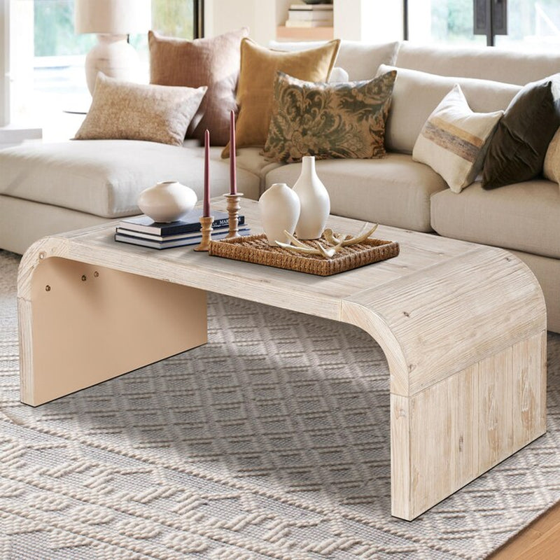 Modern Corner MDF Solid Wood and MDF 47.3-In W X 17.8-In H Coffee Table
