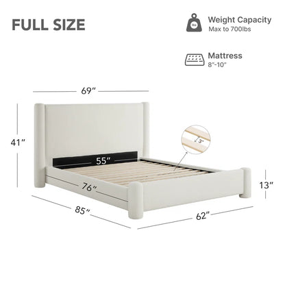 Boucle-Style Waterproof Upholstered Bed