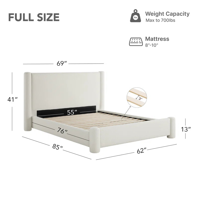 Boucle-Style Waterproof Upholstered Bed